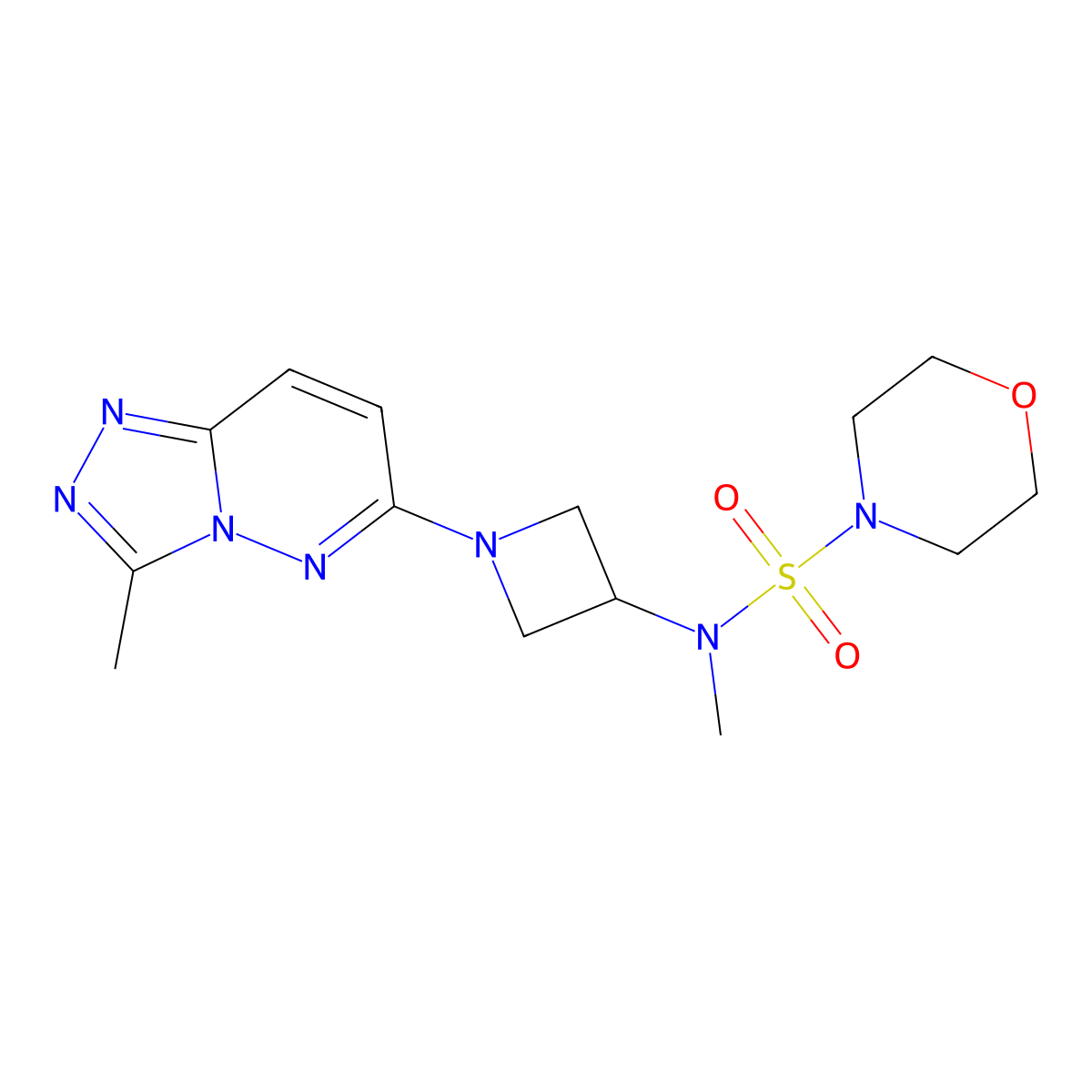 N-methyl-N-(1-{3-methyl-[1,2,4]triazolo[4,3-b]pyridazin-6-yl}azetidin-3-yl)morpholine-4-sulfonamide molecular structure, CAS 2201554-35-8