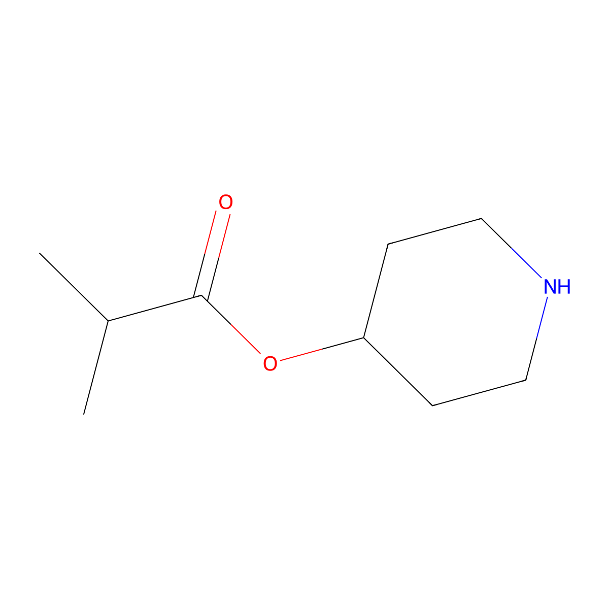 4-Piperidinyl 2-methylpropanoate molecular structure, CAS 220157-69-7