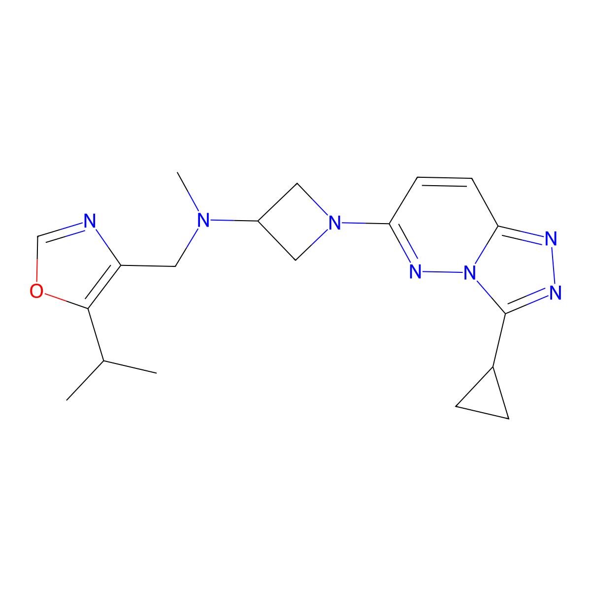 1-{3-cyclopropyl-[1,2,4]triazolo[4,3-b]pyridazin-6-yl}-N-methyl-N-{[5-(propan-2-yl)-1,3-oxazol-4-yl]methyl}azetidin-3-amine molecular structure, CAS 2201578-32-5