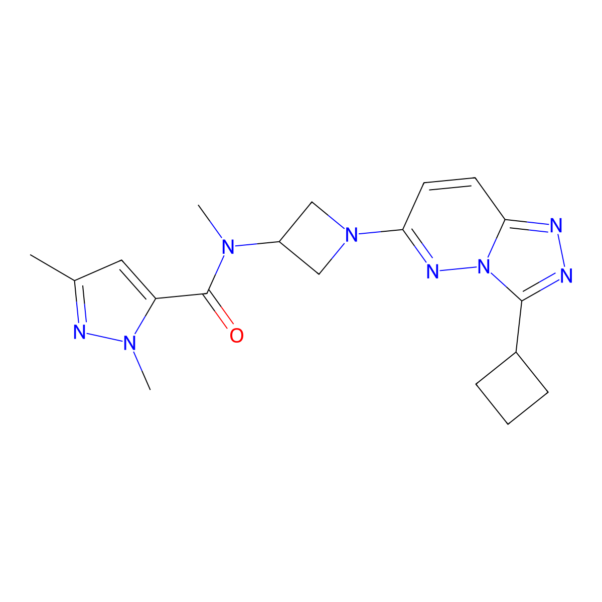 N-(1-{3-cyclobutyl-[1,2,4]triazolo[4,3-b]pyridazin-6-yl}azetidin-3-yl)-N,1,3-trimethyl-1H-pyrazole-5-carboxamide molecular structure, CAS 2201578-38-1