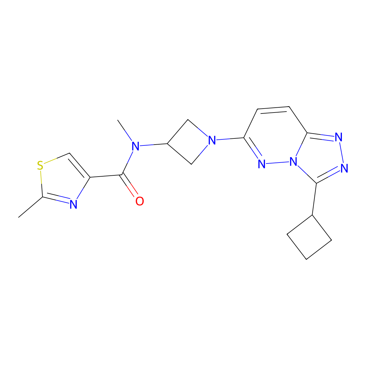N-(1-{3-cyclobutyl-[1,2,4]triazolo[4,3-b]pyridazin-6-yl}azetidin-3-yl)-N,2-dimethyl-1,3-thiazole-4-carboxamide molecular structure, CAS 2201579-87-3