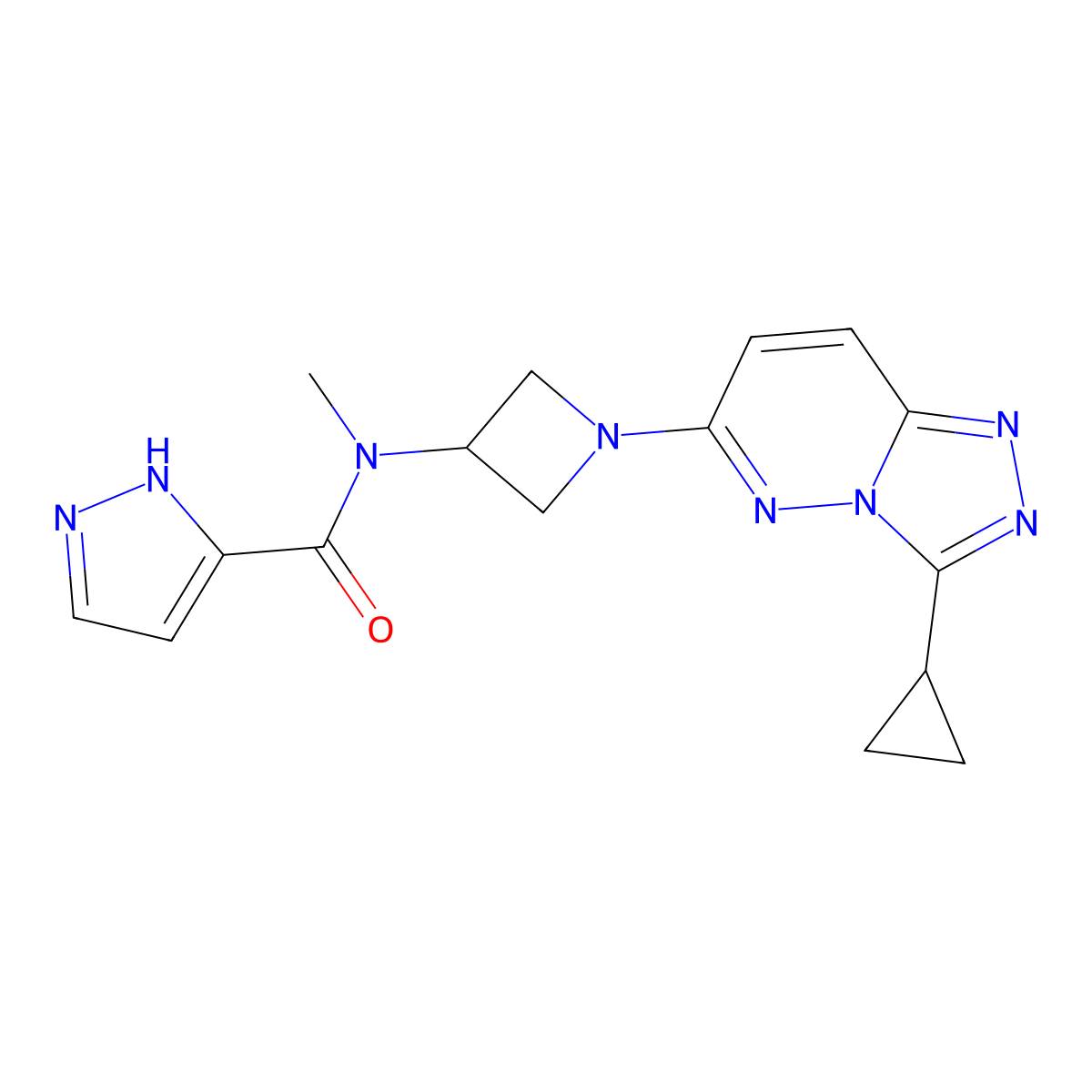 N-(1-{3-cyclopropyl-[1,2,4]triazolo[4,3-b]pyridazin-6-yl}azetidin-3-yl)-N-methyl-1H-pyrazole-3-carboxamide molecular structure, CAS 2201581-38-4