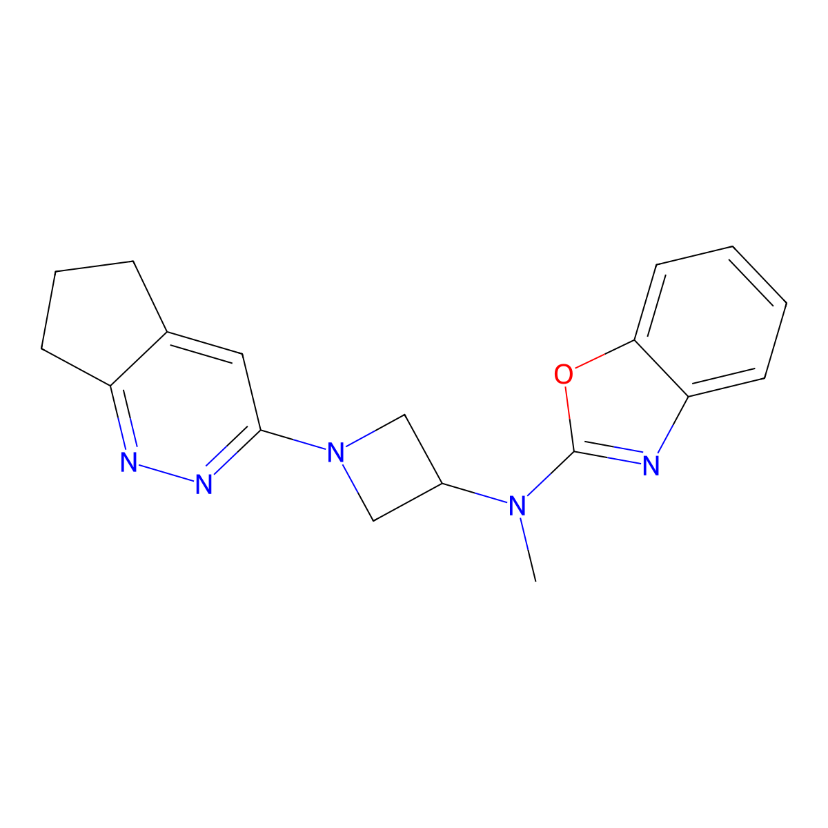 N-(1-{5H,6H,7H-cyclopenta[c]pyridazin-3-yl}azetidin-3-yl)-N-methyl-1,3-benzoxazol-2-amine molecular structure, CAS 2201582-14-9