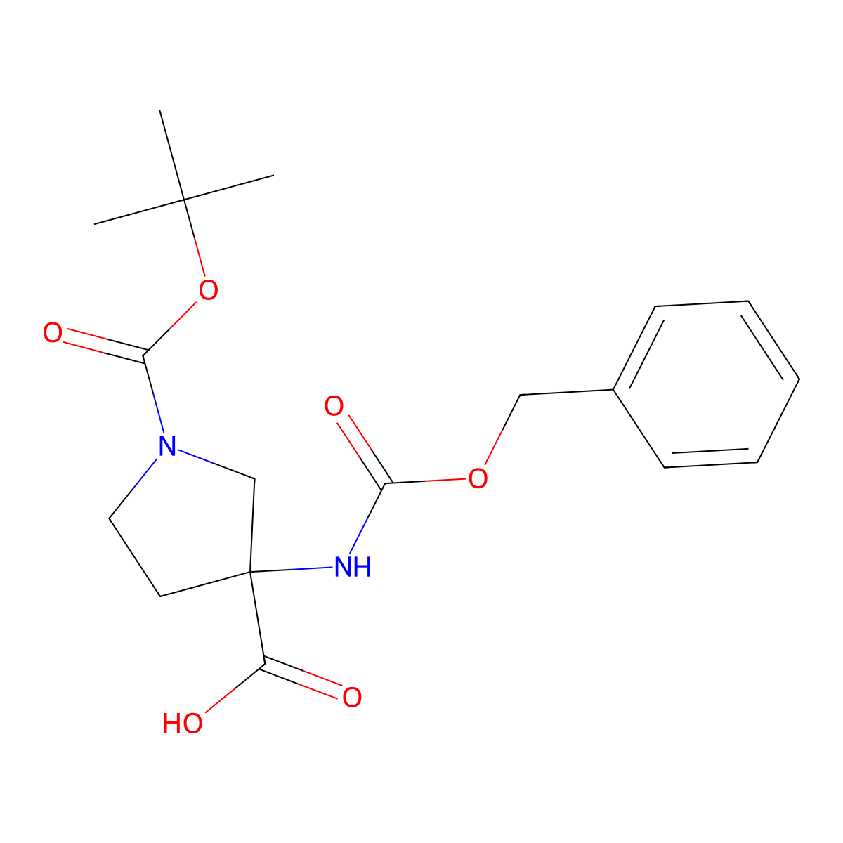(3R)-3-(Benzyloxycarbonylamino)-1-tert-butoxycarbonyl-pyrrolidine-3-carboxylic acid molecular structure, CAS 2201584-05-4