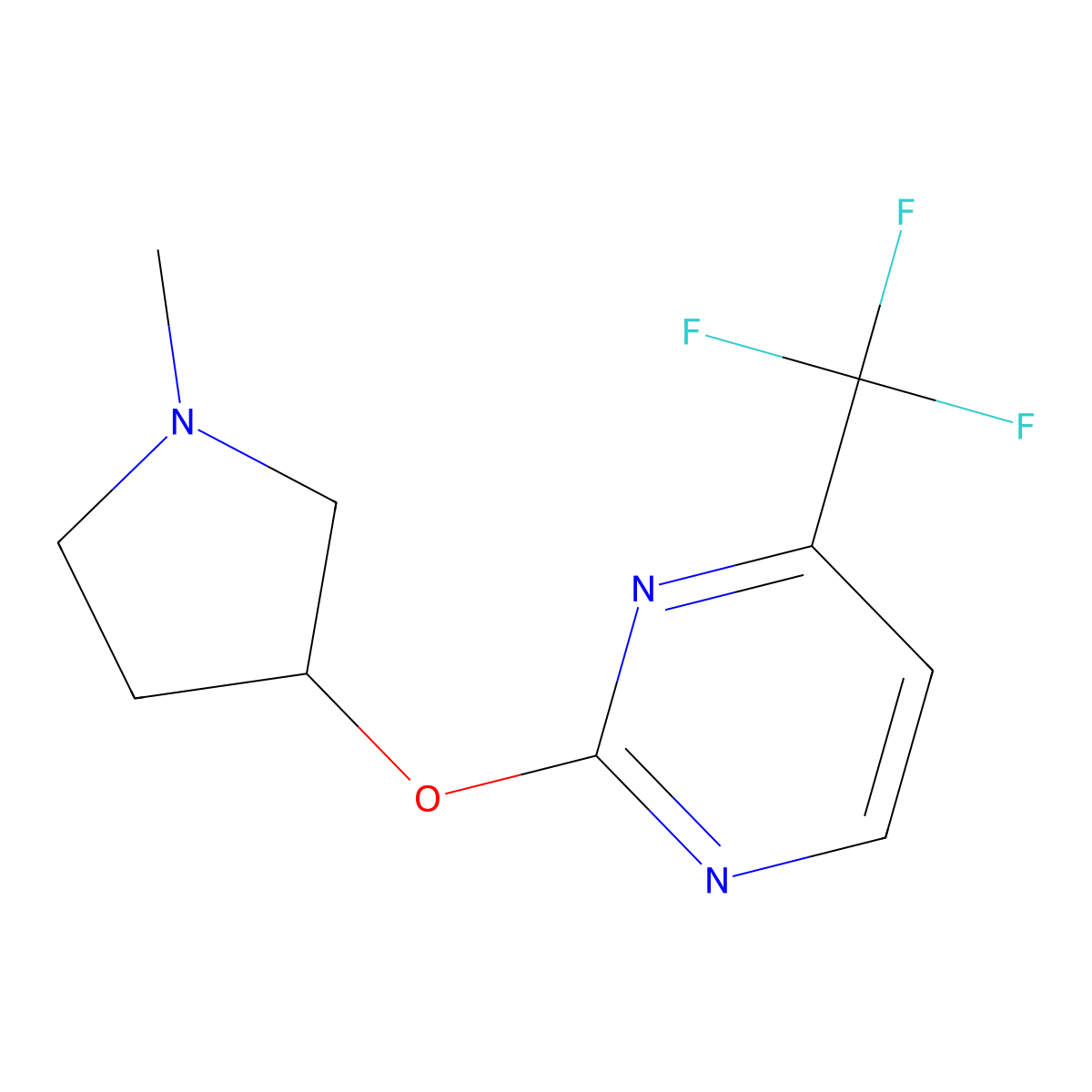 2-[(1-Methylpyrrolidin-3-yl)oxy]-4-(trifluoromethyl)pyrimidine molecular structure, CAS 2201614-51-7