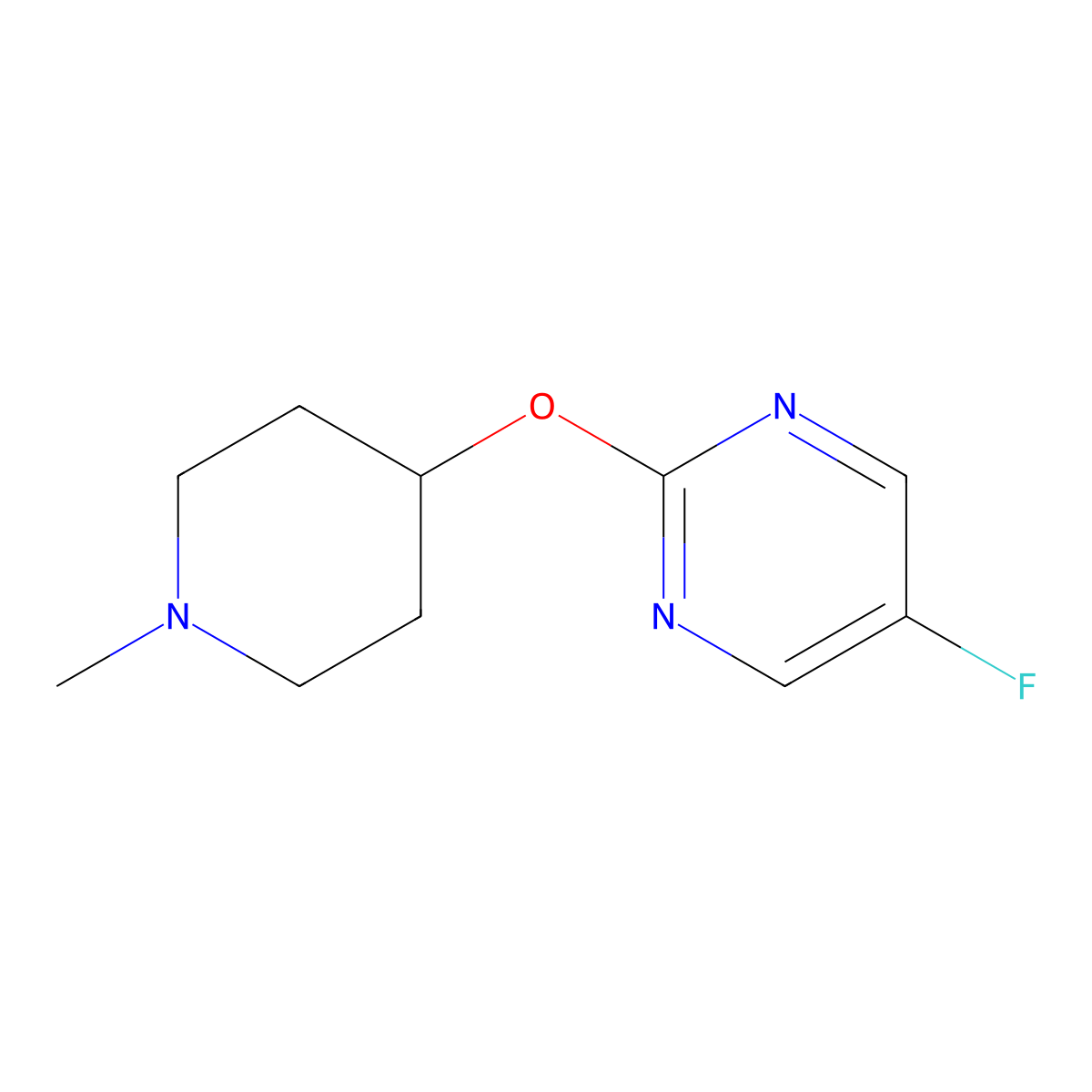 5-Fluoro-2-[(1-methylpiperidin-4-yl)oxy]pyrimidine molecular structure, CAS 2201614-52-8