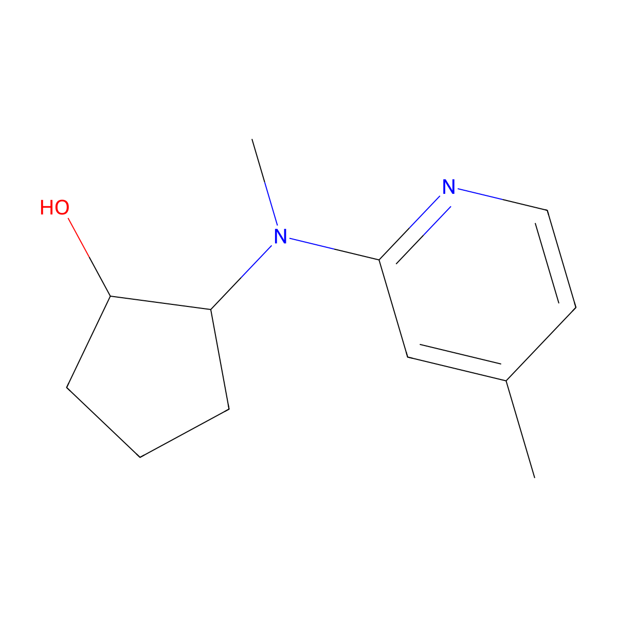 2-[Methyl(4-methylpyridin-2-yl)amino]cyclopentan-1-ol molecular structure, CAS 2201615-48-5