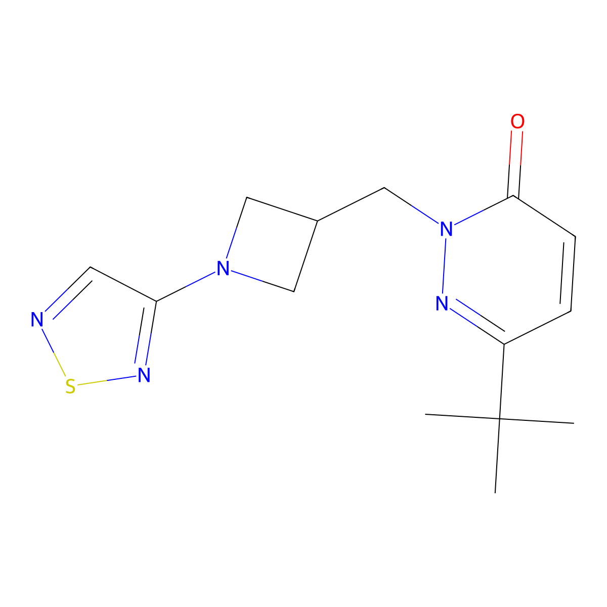 6-Tert-butyl-2-{[1-(1,2,5-thiadiazol-3-yl)azetidin-3-yl]methyl}-2,3-dihydropyridazin-3-one molecular structure, CAS 2201615-92-9