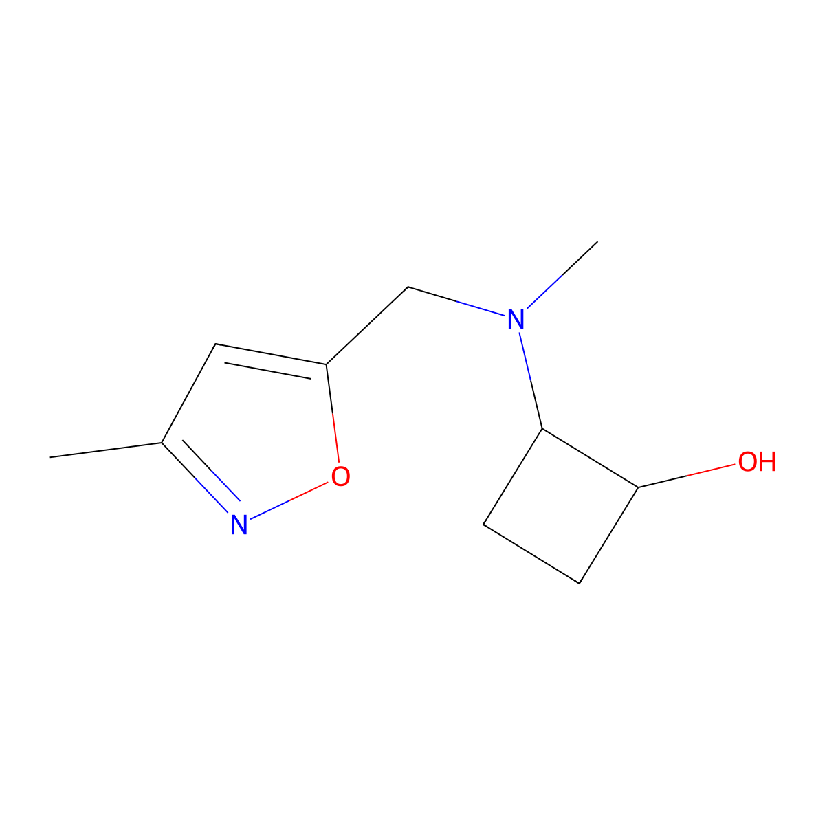 2-{Methyl[(3-methyl-1,2-oxazol-5-yl)methyl]amino}cyclobutan-1-ol molecular structure, CAS 2201615-97-4