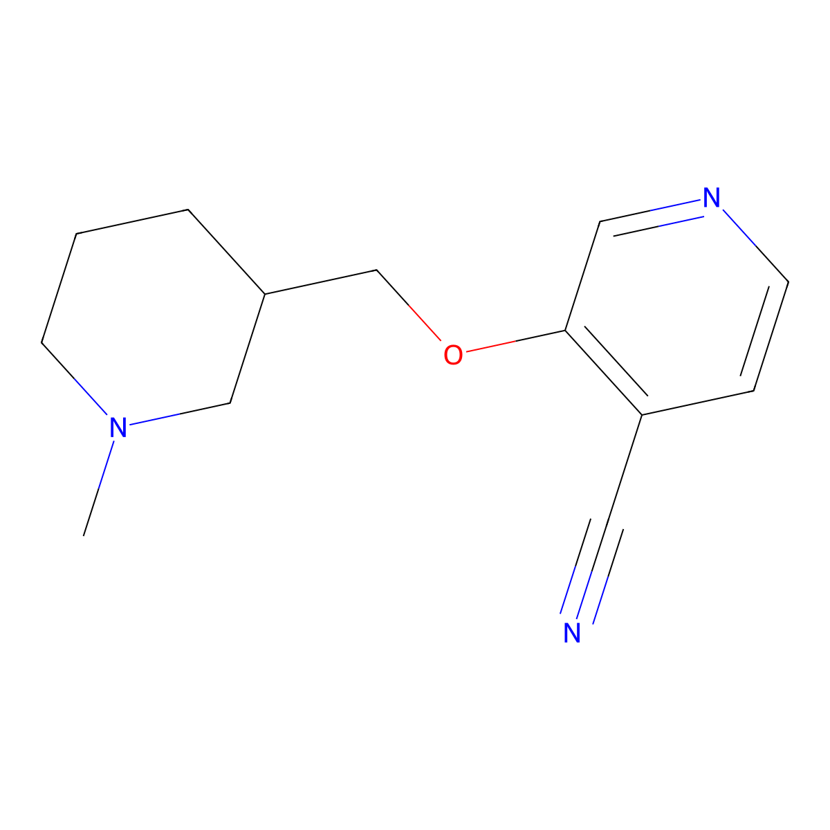 3-[(1-Methylpiperidin-3-yl)methoxy]pyridine-4-carbonitrile molecular structure, CAS 2201616-17-1