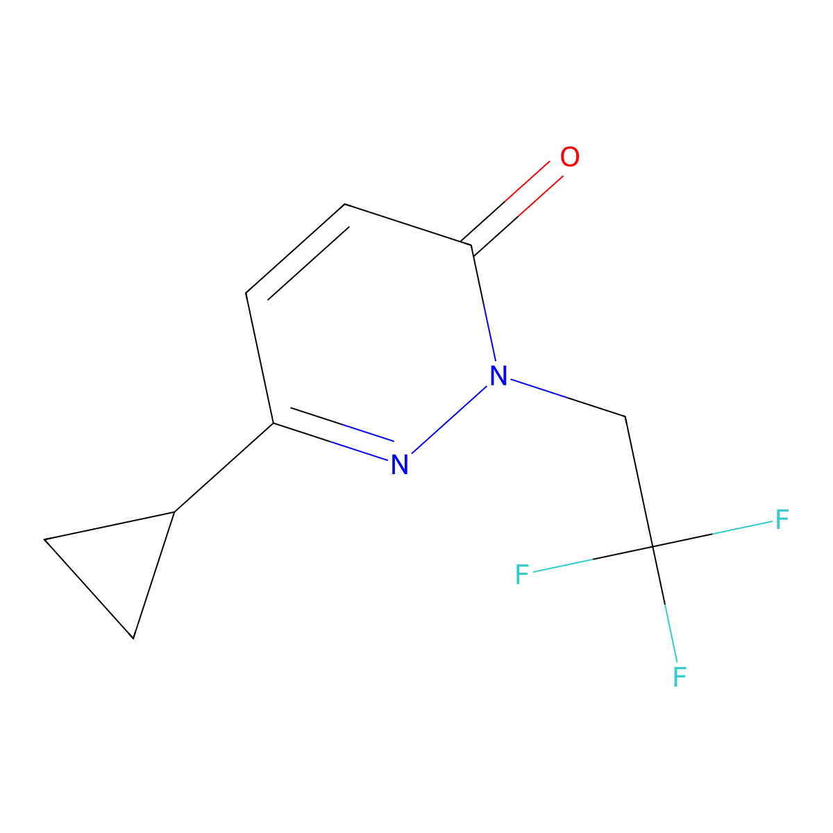 6-Cyclopropyl-2-(2,2,2-trifluoroethyl)-2,3-dihydropyridazin-3-one molecular structure, CAS 2201616-56-8