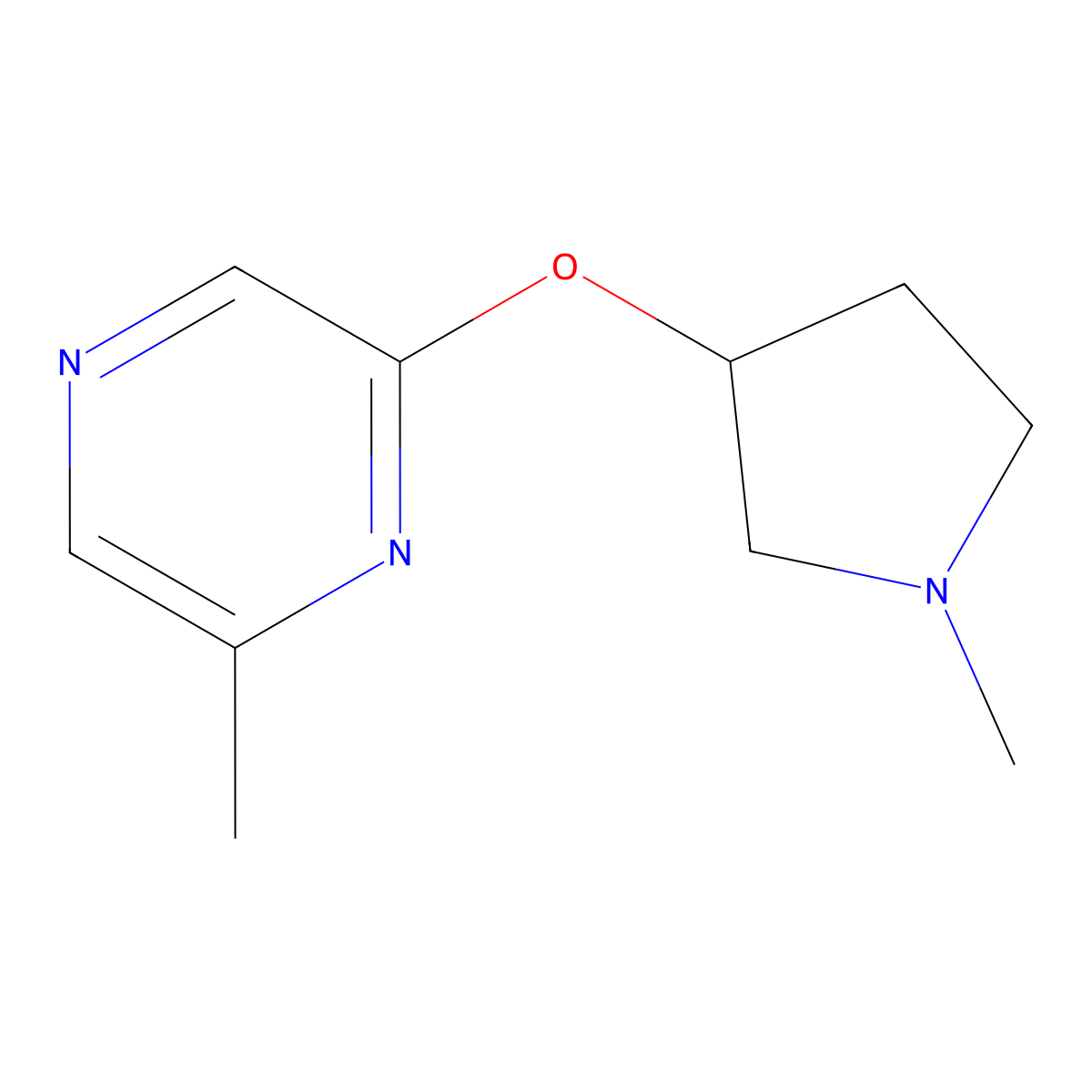 2-Methyl-6-[(1-methylpyrrolidin-3-yl)oxy]pyrazine molecular structure, CAS 2201616-76-2