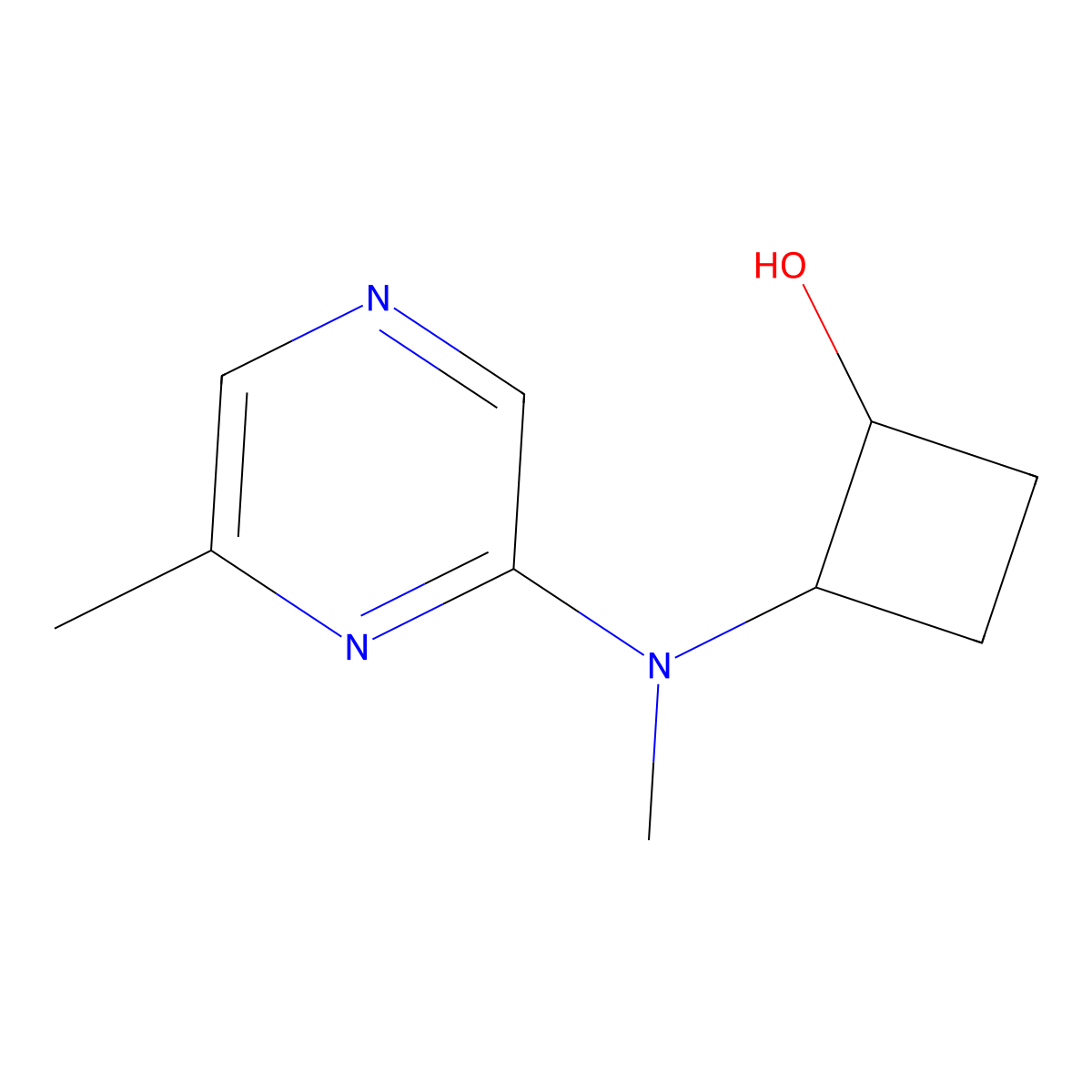 2-[Methyl(6-methylpyrazin-2-yl)amino]cyclobutan-1-ol molecular structure, CAS 2201616-78-4