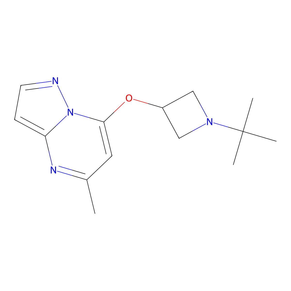 1-Tert-butyl-3-({5-methylpyrazolo[1,5-a]pyrimidin-7-yl}oxy)azetidine molecular structure, CAS 2201618-87-1