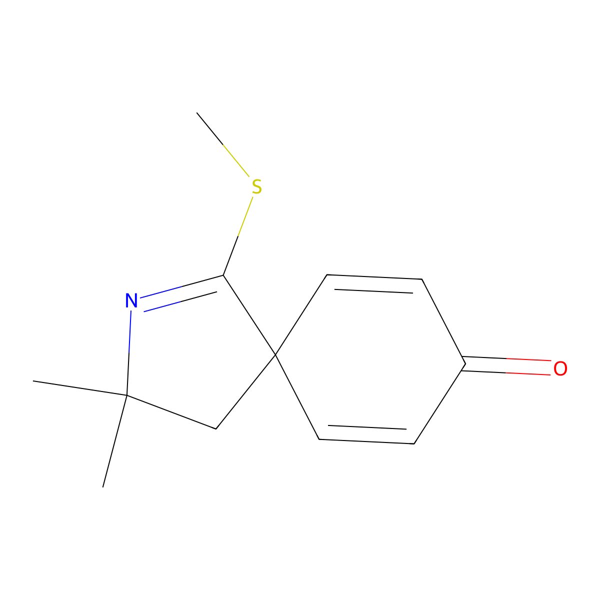 3,3-Dimethyl-1-(methylthio)-2-azaspiro[4.5]deca-1,6,9-trien-8-one molecular structure, CAS 220162-67-4