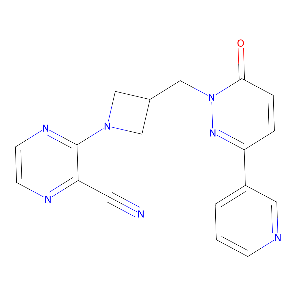 3-(3-{[6-Oxo-3-(pyridin-3-yl)-1,6-dihydropyridazin-1-yl]methyl}azetidin-1-yl)pyrazine-2-carbonitrile molecular structure, CAS 2201621-67-0