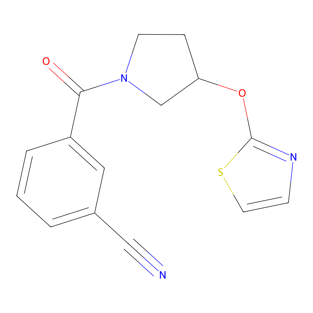3-(3-(Thiazol-2-yloxy)pyrrolidine-1-carbonyl)benzonitrile molecular structure, CAS 2201622-34-4