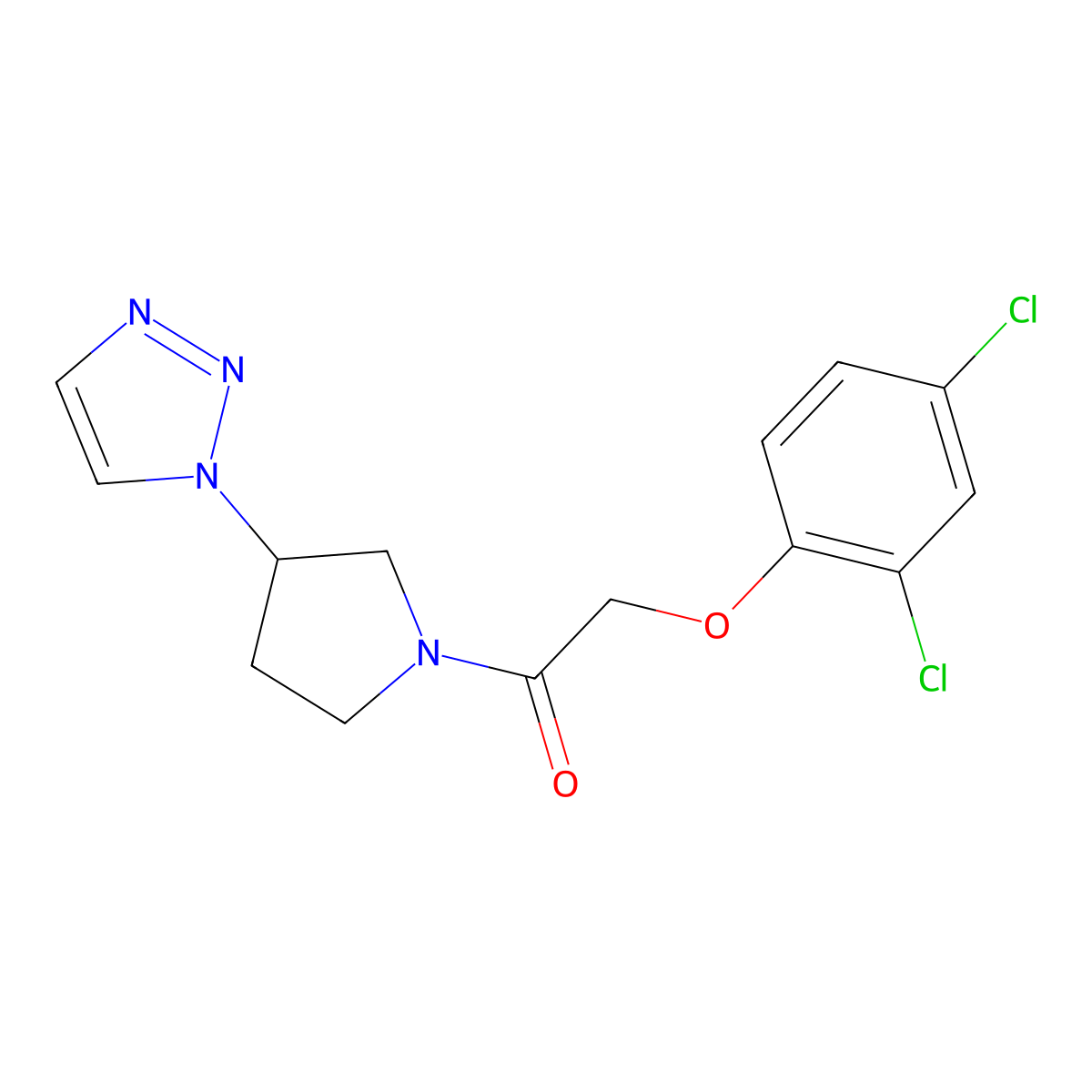 1-(3-(1H-1,2,3-triazol-1-yl)pyrrolidin-1-yl)-2-(2,4-dichlorophenoxy)ethanone molecular structure, CAS 2201622-37-7
