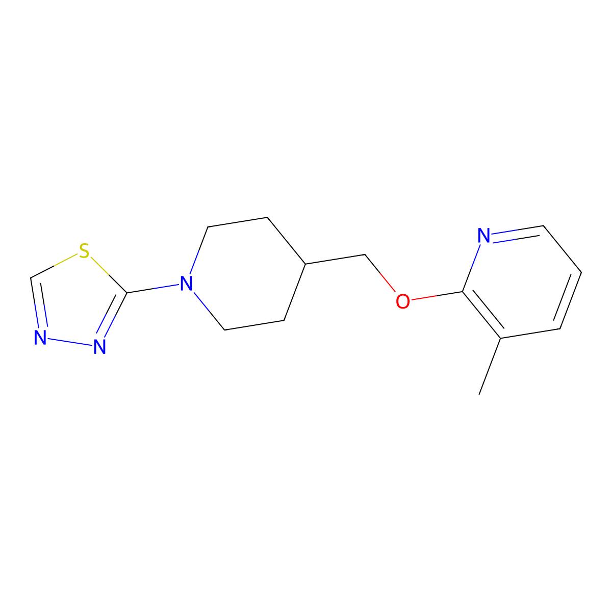 3-Methyl-2-{[1-(1,3,4-thiadiazol-2-yl)piperidin-4-yl]methoxy}pyridine molecular structure, CAS 2201653-30-5