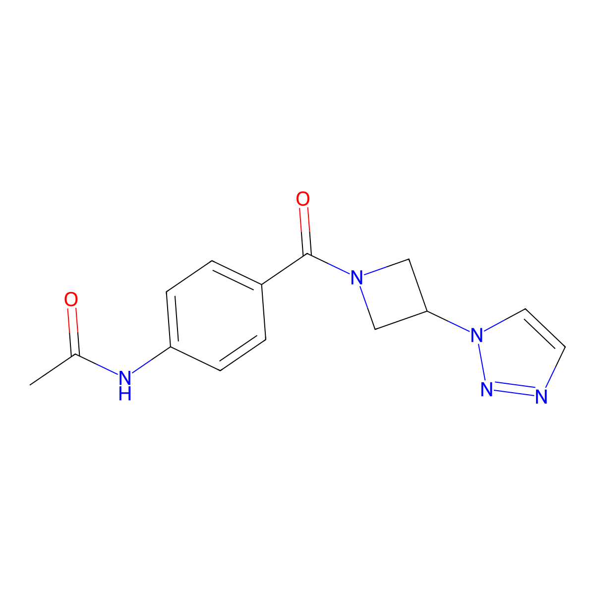 N-{4-[3-(1H-1,2,3-triazol-1-yl)azetidine-1-carbonyl]phenyl}acetamide molecular structure, CAS 2201653-59-8