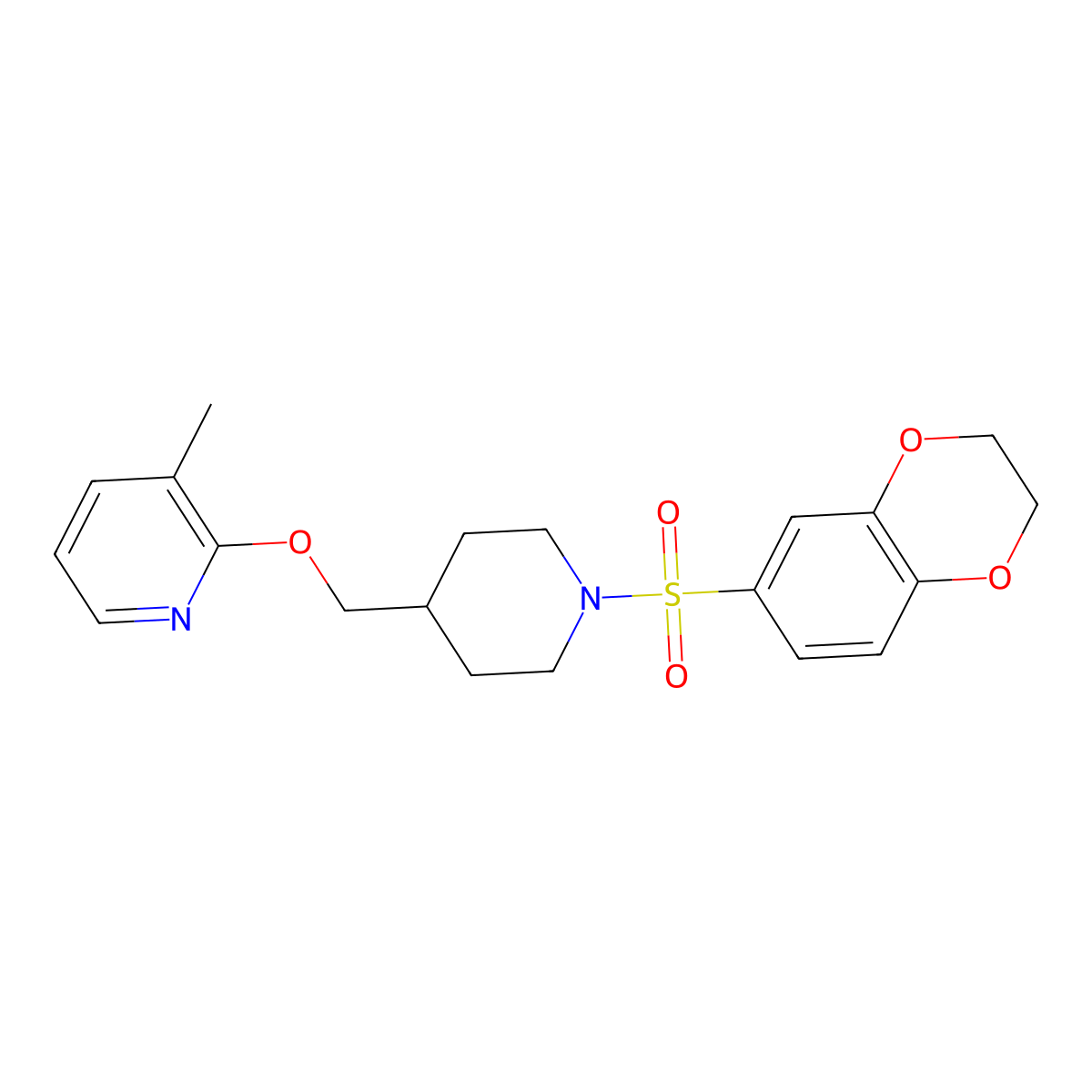 2-{[1-(2,3-Dihydro-1,4-benzodioxine-6-sulfonyl)piperidin-4-yl]methoxy}-3-methylpyridine molecular structure, CAS 2201657-61-4