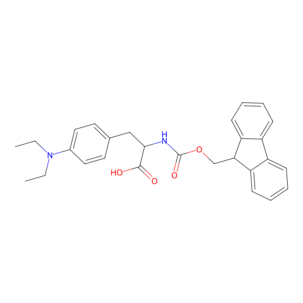 (2S)-3-[4-(diethylamino)phenyl]-2-(9H-fluoren-9-ylmethoxycarbonylamino)propanoic acid molecular structure, CAS 2201662-23-7
