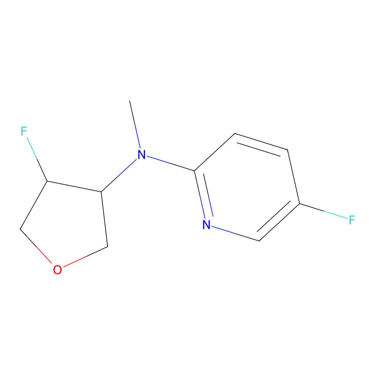 5-fluoro-N-(4-fluorooxolan-3-yl)-N-methylpyridin-2-amine molecular structure, CAS 2201692-56-8