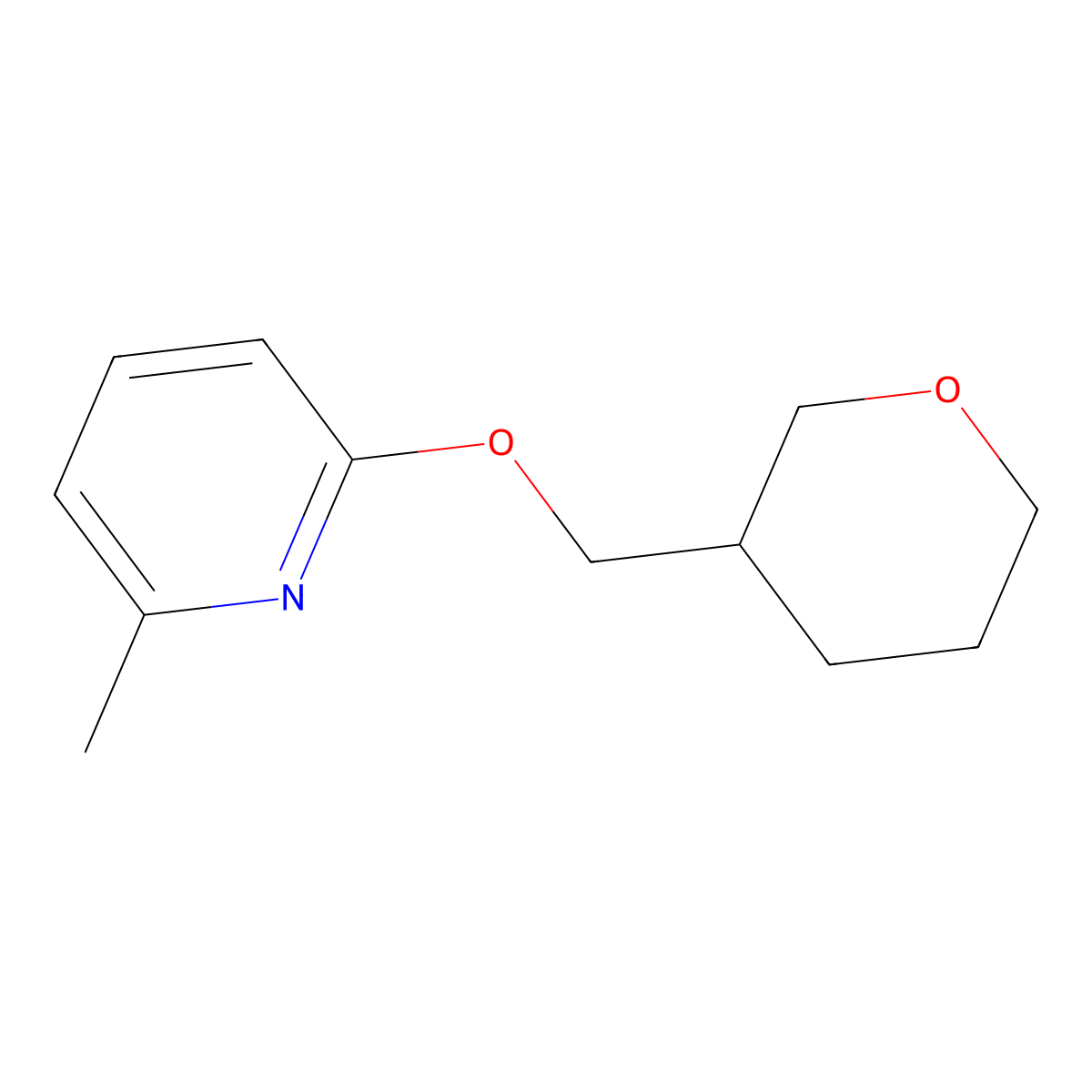 2-Methyl-6-[(oxan-3-yl)methoxy]pyridine molecular structure, CAS 2201692-83-1
