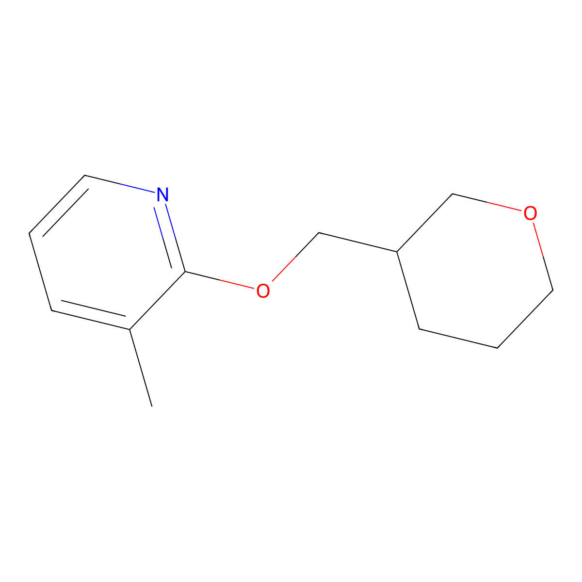 3-Methyl-2-[(oxan-3-yl)methoxy]pyridine molecular structure, CAS 2201692-87-5