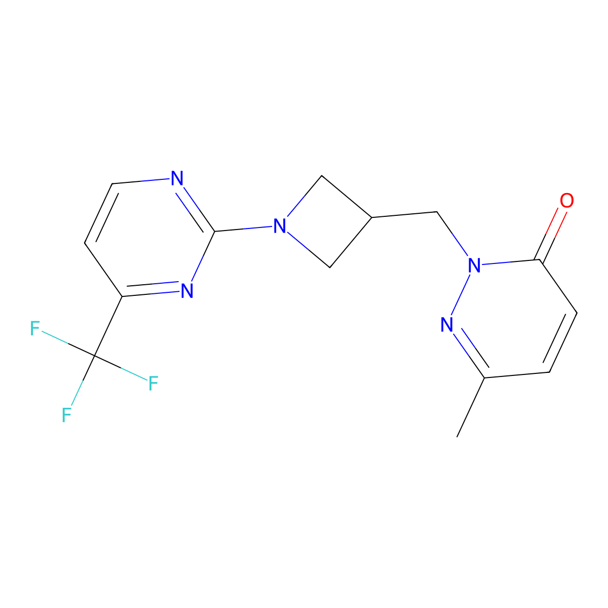 6-Methyl-2-({1-[4-(trifluoromethyl)pyrimidin-2-yl]azetidin-3-yl}methyl)-2,3-dihydropyridazin-3-one molecular structure, CAS 2201693-83-4