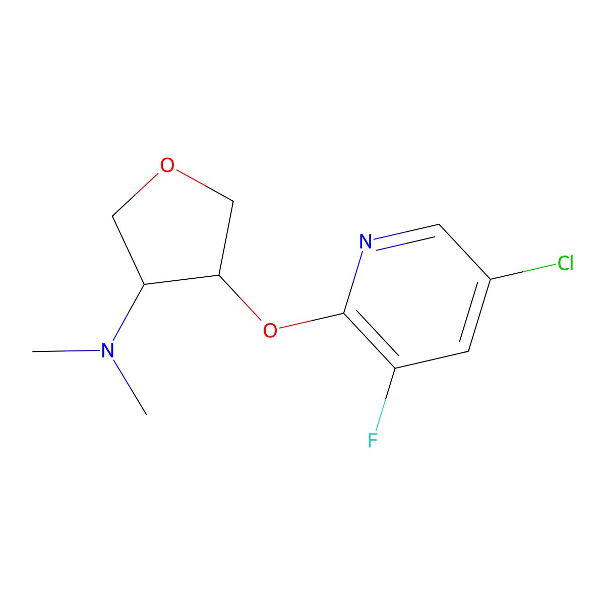 4-[(5-chloro-3-fluoropyridin-2-yl)oxy]-N,N-dimethyloxolan-3-amine molecular structure, CAS 2201694-66-6