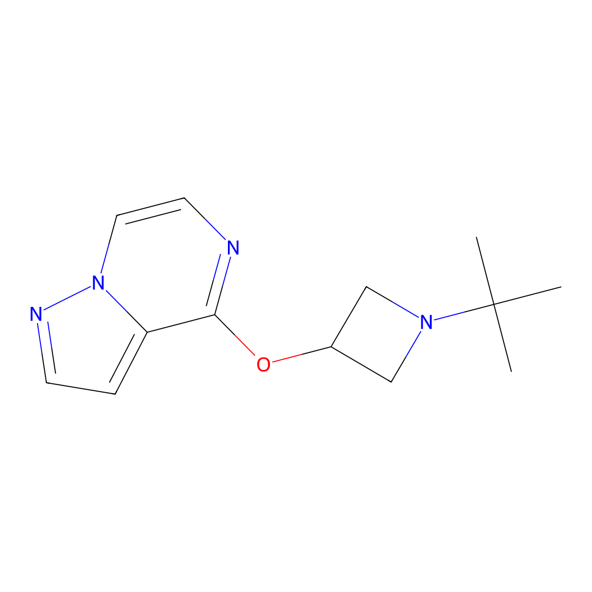 1-Tert-butyl-3-{pyrazolo[1,5-a]pyrazin-4-yloxy}azetidine molecular structure, CAS 2201695-21-6