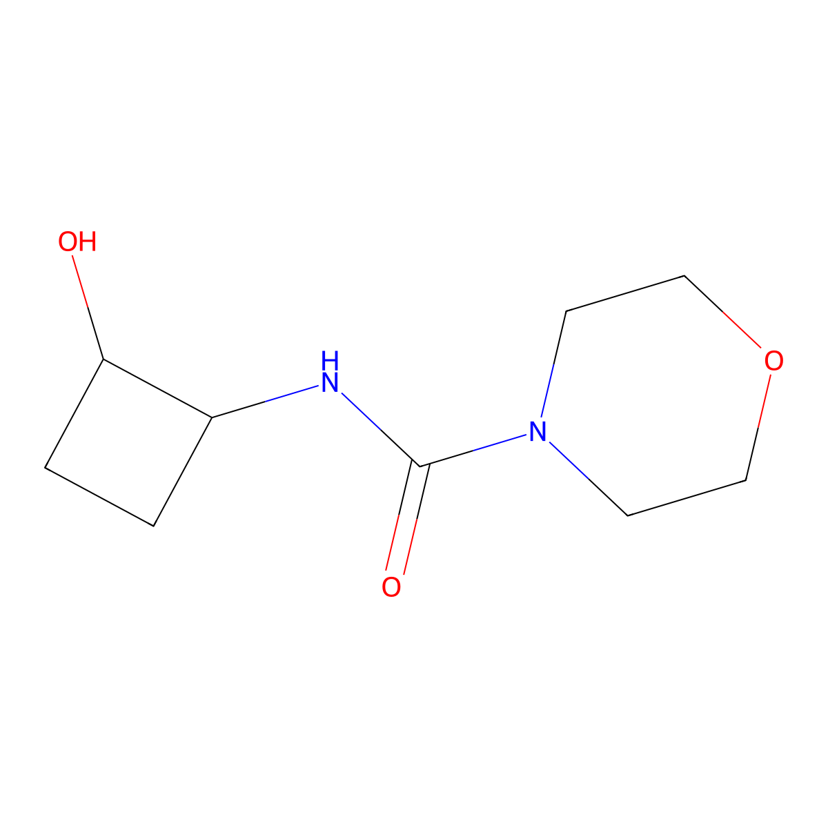 N-(2-hydroxycyclobutyl)morpholine-4-carboxamide molecular structure, CAS 2201702-05-6