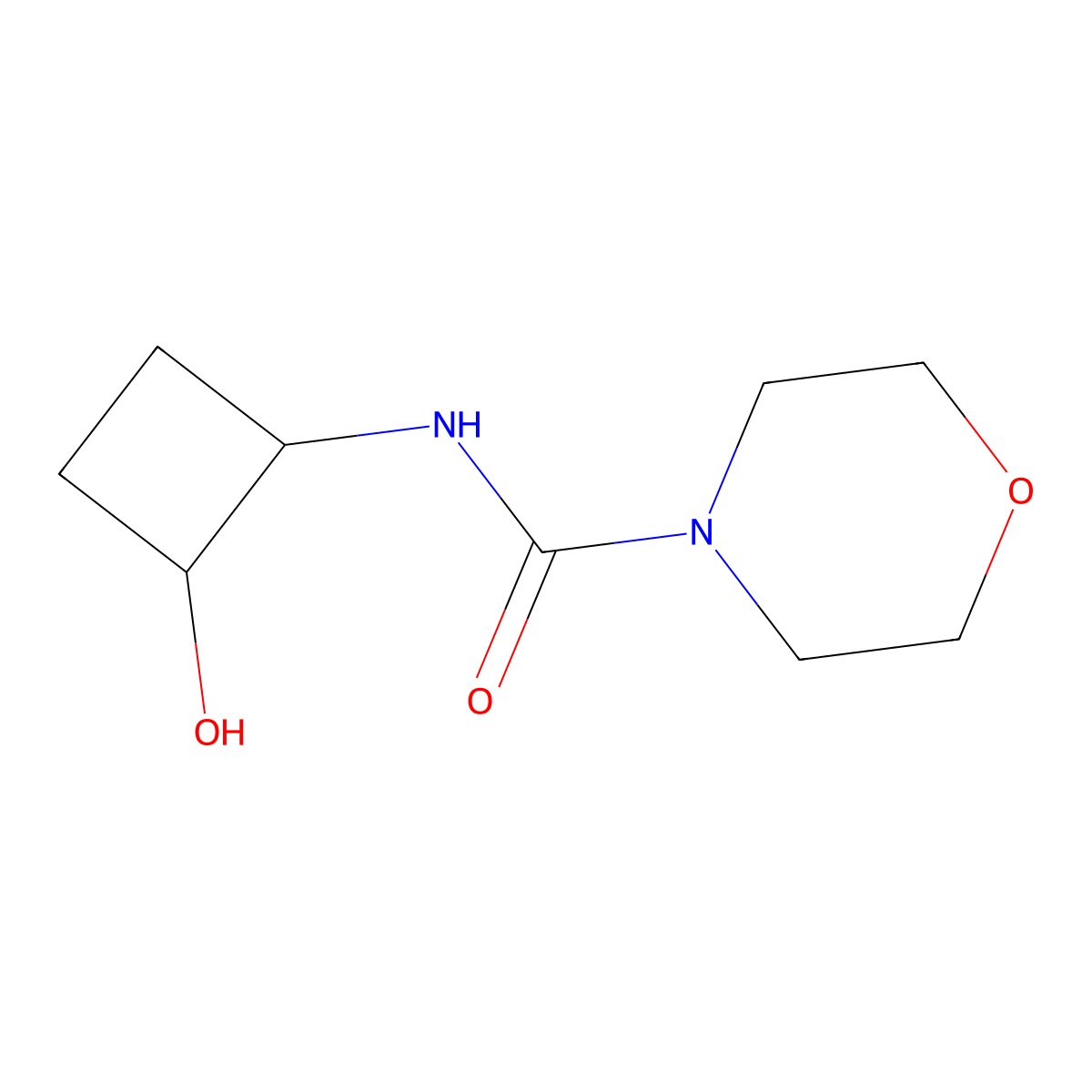N-(2-hydroxycyclobutyl)morpholine-4-carboxamide molecular structure, CAS 2201702-05-6