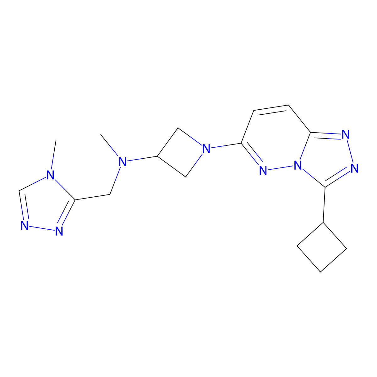 1-{3-cyclobutyl-[1,2,4]triazolo[4,3-b]pyridazin-6-yl}-N-methyl-N-[(4-methyl-4H-1,2,4-triazol-3-yl)methyl]azetidin-3-amine molecular structure, CAS 2201702-45-4