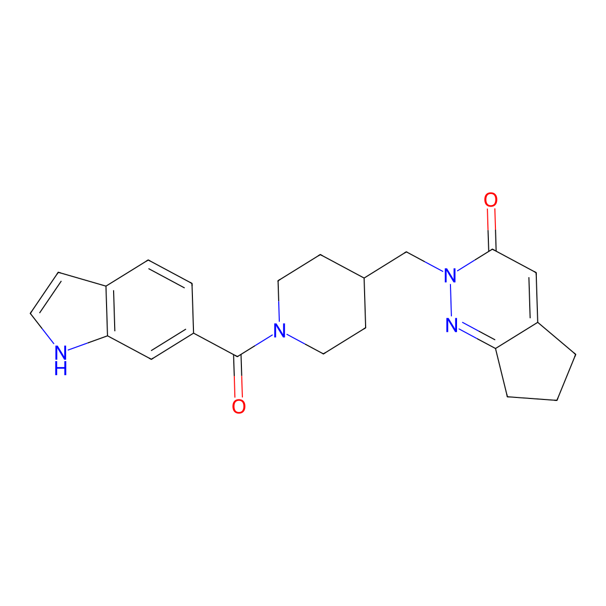 2-{[1-(1H-indole-6-carbonyl)piperidin-4-yl]methyl}-2H,3H,5H,6H,7H-cyclopenta[c]pyridazin-3-one molecular structure, CAS 2201707-31-3