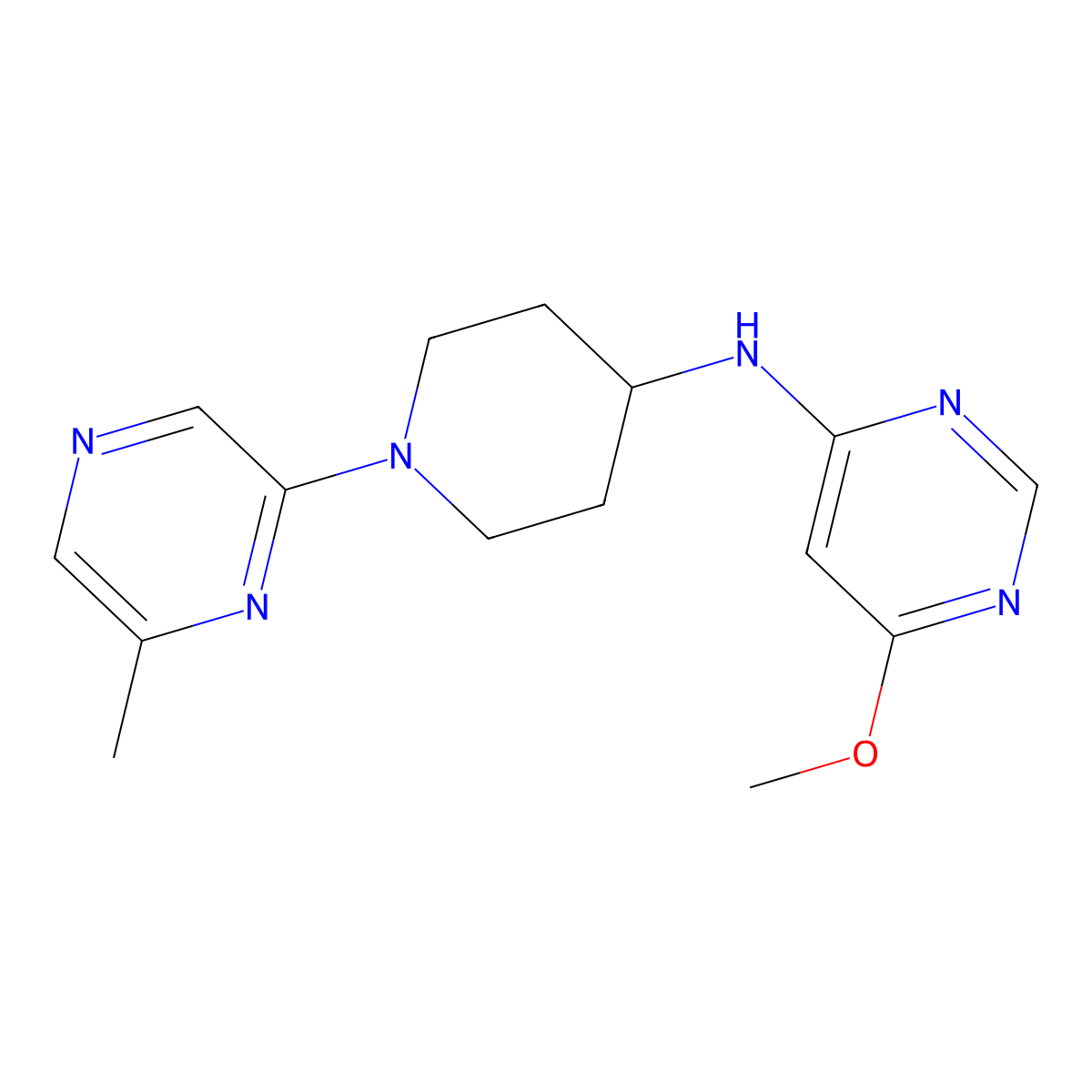 6-methoxy-N-[1-(6-methylpyrazin-2-yl)piperidin-4-yl]pyrimidin-4-amine molecular structure, CAS 2201730-98-3