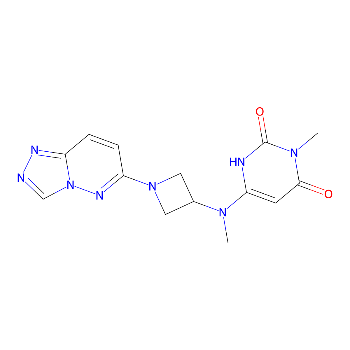3-Methyl-6-[methyl(1-{[1,2,4]triazolo[4,3-b]pyridazin-6-yl}azetidin-3-yl)amino]-1,2,3,4-tetrahydropyrimidine-2,4-dione molecular structure, CAS 2201731-36-2