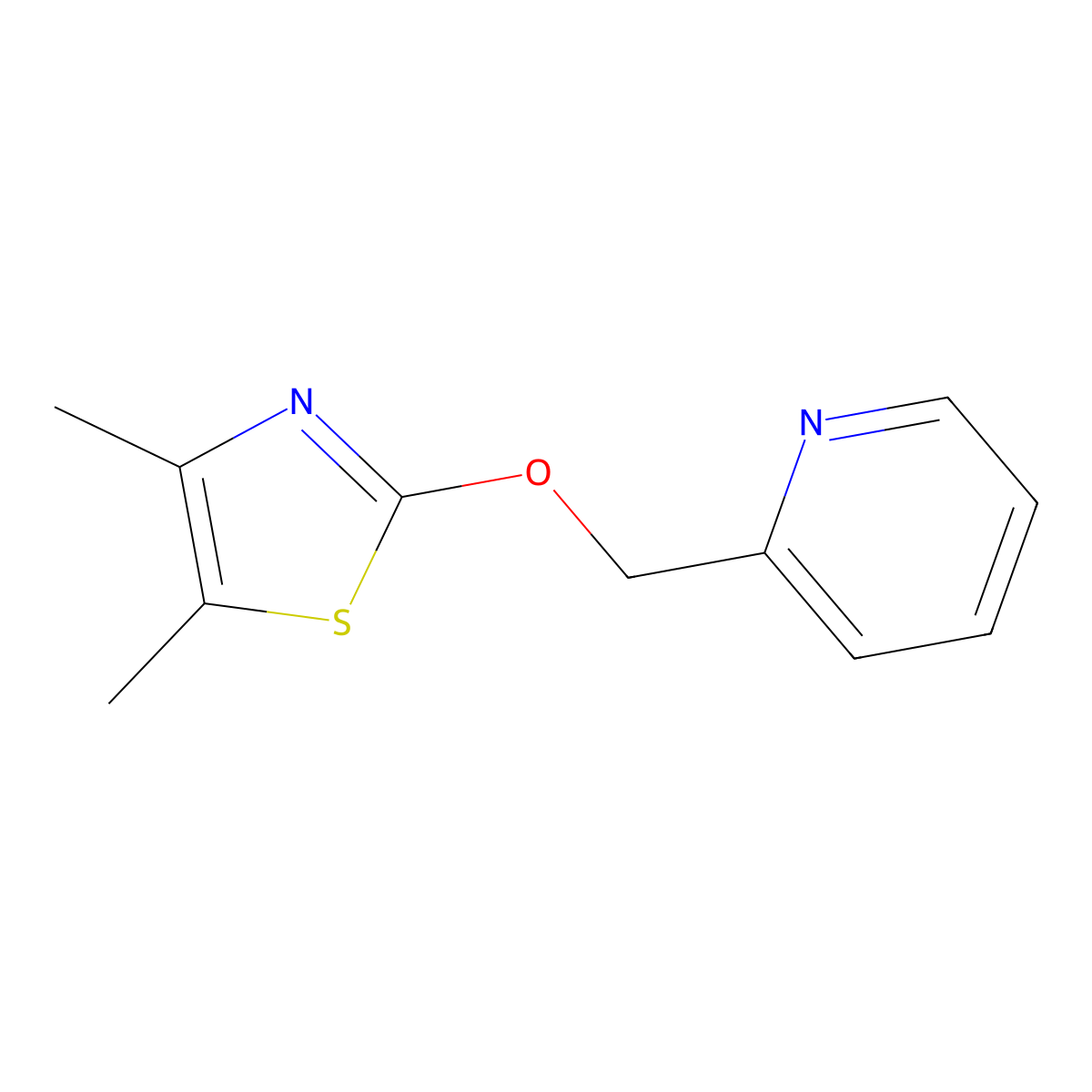 2-{[(4,5-Dimethyl-1,3-thiazol-2-yl)oxy]methyl}pyridine molecular structure, CAS 2201732-88-7