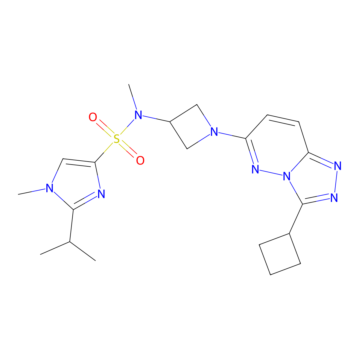 N-(1-{3-cyclobutyl-[1,2,4]triazolo[4,3-b]pyridazin-6-yl}azetidin-3-yl)-N,1-dimethyl-2-(propan-2-yl)-1H-imidazole-4-sulfonamide molecular structure, CAS 2201735-29-5