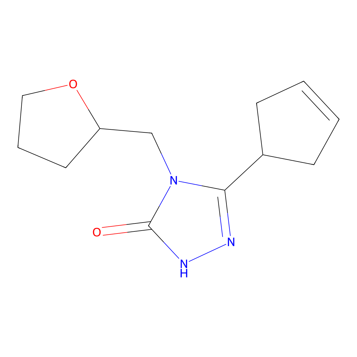 3-(cyclopent-3-en-1-yl)-4-[(oxolan-2-yl)methyl]-4,5-dihydro-1H-1,2,4-triazol-5-one molecular structure, CAS 2201736-94-7