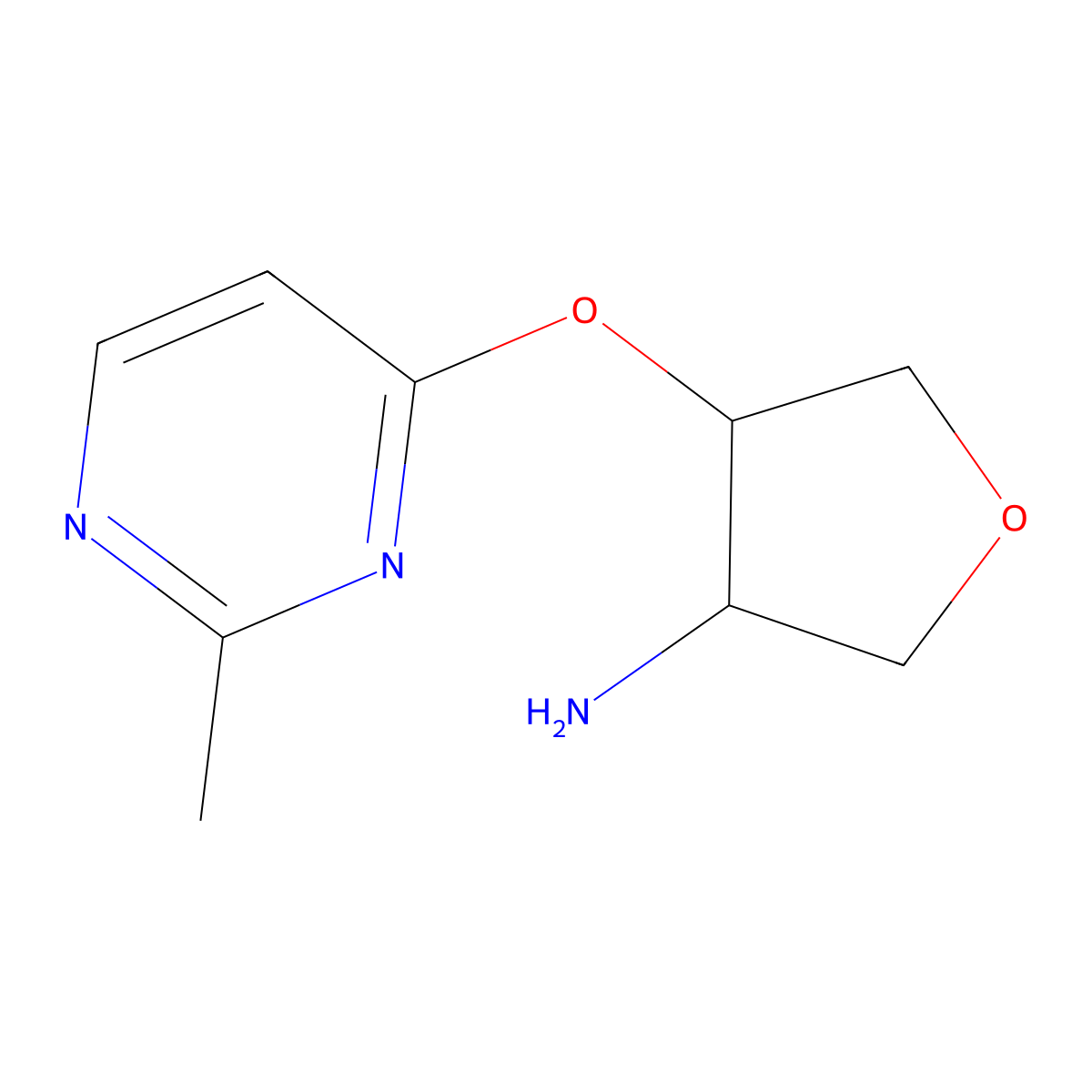4-[(2-Methylpyrimidin-4-yl)oxy]oxolan-3-amine molecular structure, CAS 2201737-02-0