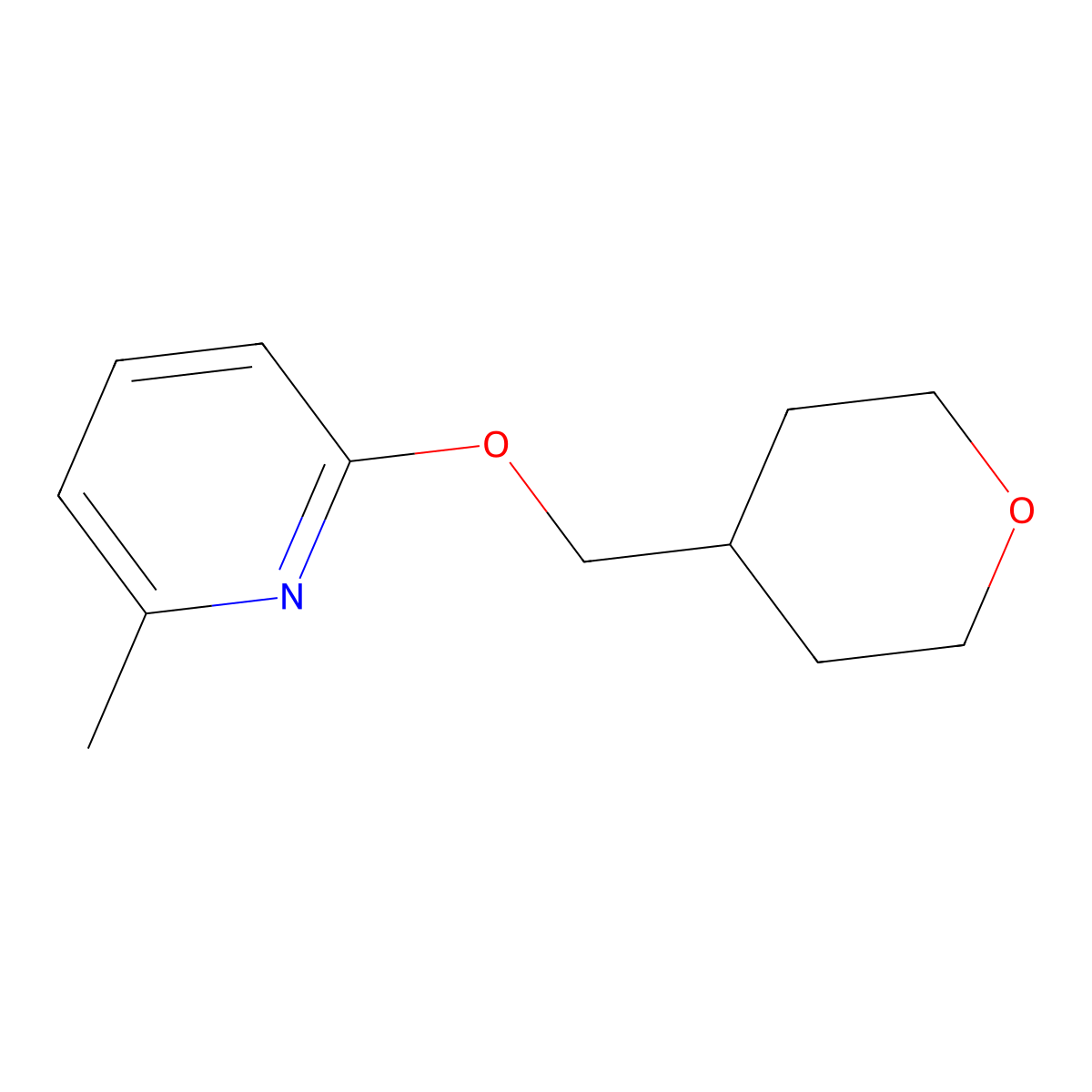 2-Methyl-6-[(oxan-4-yl)methoxy]pyridine molecular structure, CAS 2201737-97-3