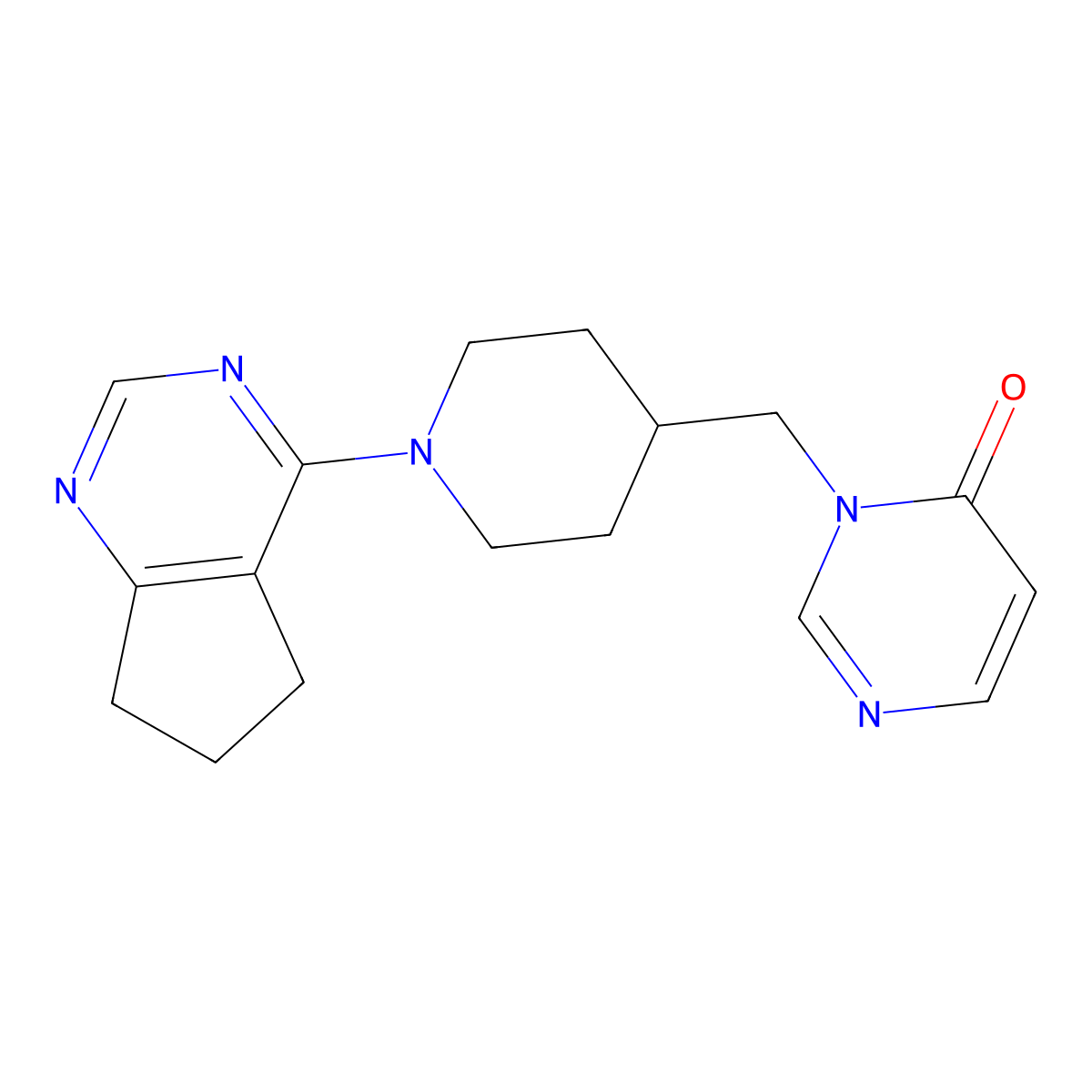 3-[(1-{5H,6H,7H-cyclopenta[d]pyrimidin-4-yl}piperidin-4-yl)methyl]-3,4-dihydropyrimidin-4-one molecular structure, CAS 2201738-75-0
