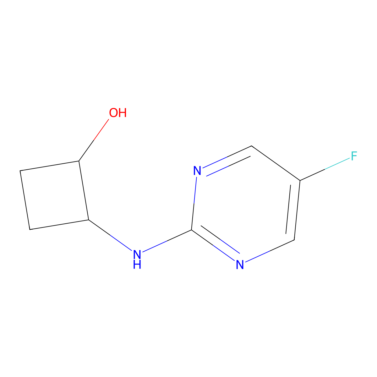 2-[(5-Fluoropyrimidin-2-yl)amino]cyclobutan-1-ol molecular structure, CAS 2201738-98-7