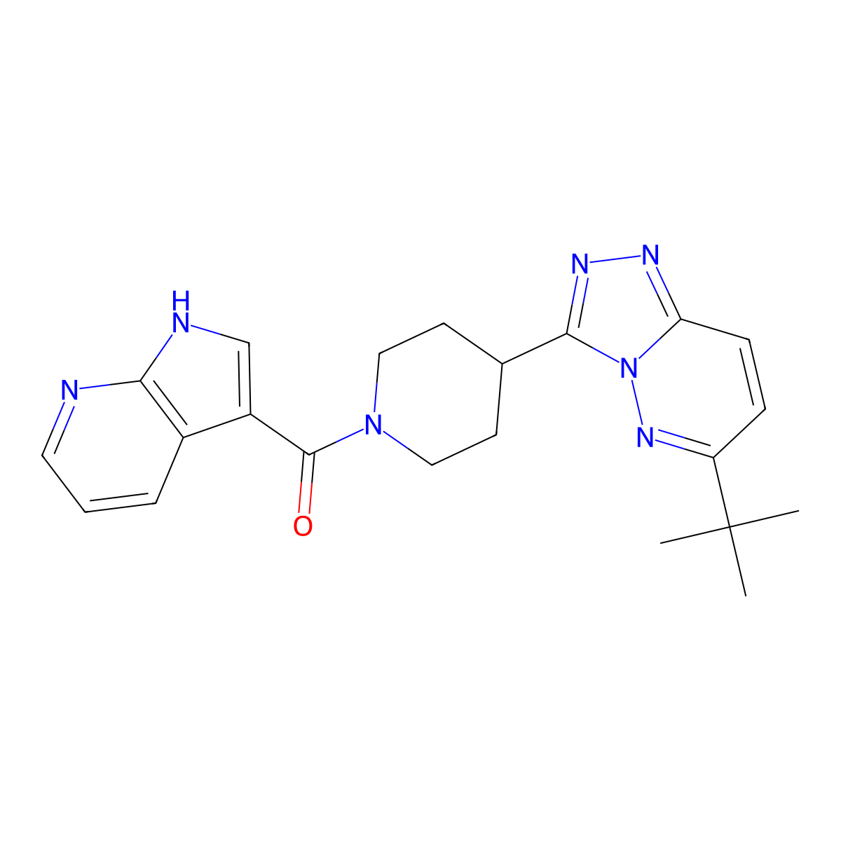 4-{6-tert-butyl-[1,2,4]triazolo[4,3-b]pyridazin-3-yl}-1-{1H-pyrrolo[2,3-b]pyridine-3-carbonyl}piperidine molecular structure, CAS 2201739-33-3