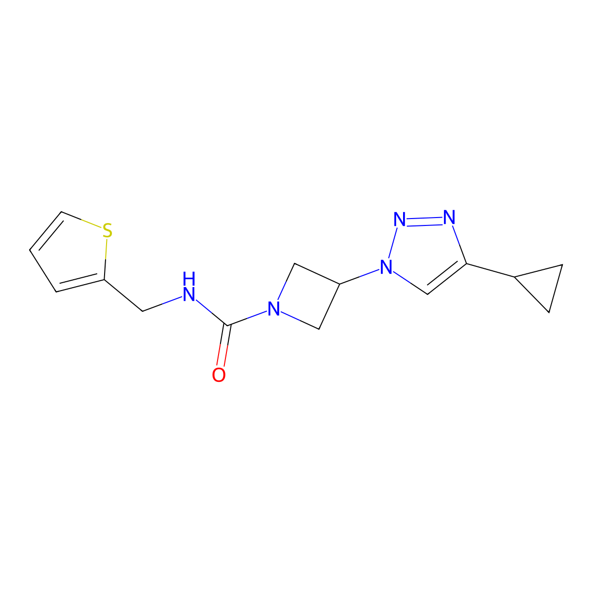 3-(4-cyclopropyl-1H-1,2,3-triazol-1-yl)-N-(thiophen-2-ylmethyl)azetidine-1-carboxamide molecular structure, CAS 2201741-02-6