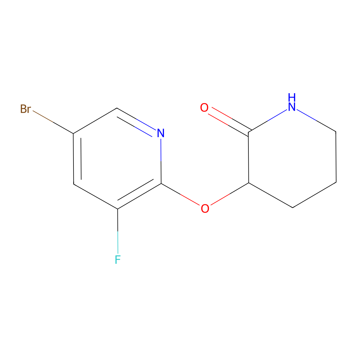 3-[(5-Bromo-3-fluoropyridin-2-yl)oxy]piperidin-2-one molecular structure, CAS 2201771-43-7