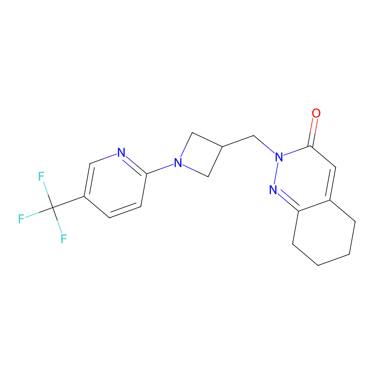2-({1-[5-(Trifluoromethyl)pyridin-2-yl]azetidin-3-yl}methyl)-2,3,5,6,7,8-hexahydrocinnolin-3-one molecular structure, CAS 2201773-65-9