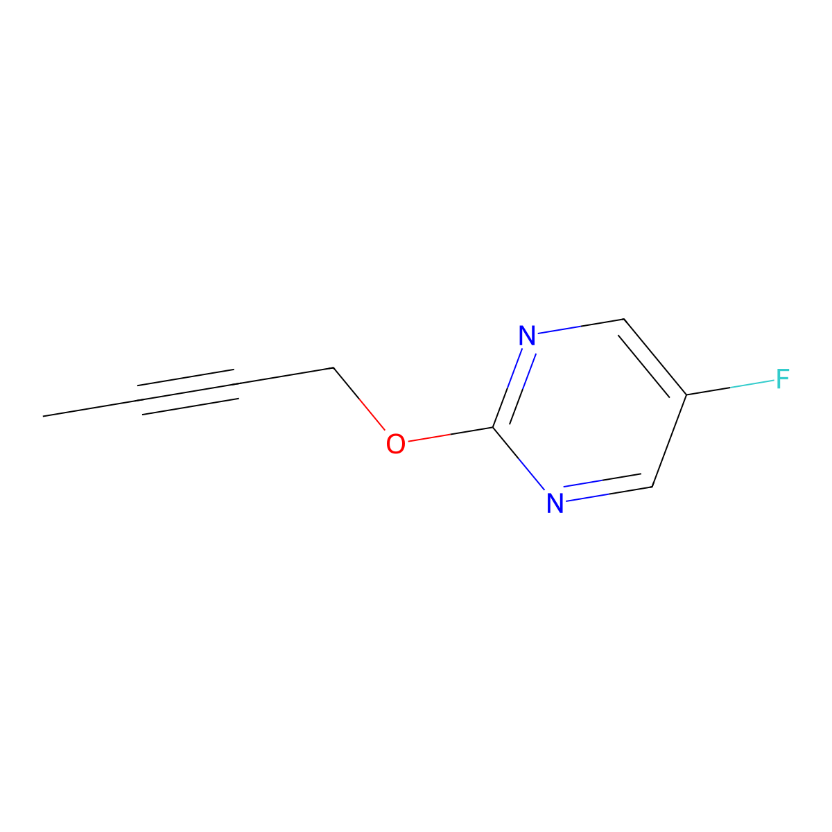 2-(But-2-yn-1-yloxy)-5-fluoropyrimidine molecular structure, CAS 2201776-15-8